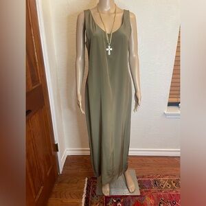 VTG Linda Allard Ellen Tracy 90s Scoop Neck Sleeveless Maxi Dress 100% Silk SZ L